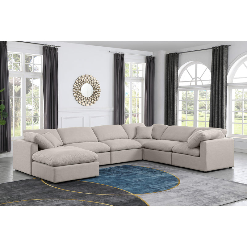 Meridian Indulge Beige Linen Textured Fabric Modular Sectional IMAGE 2