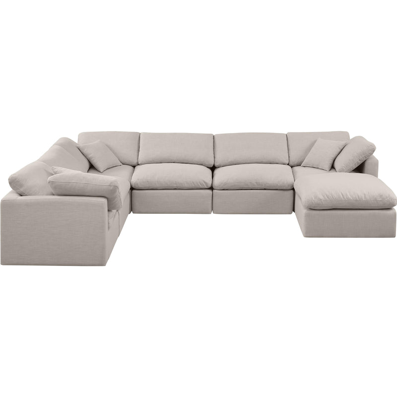Meridian Indulge Beige Linen Textured Fabric Modular Sectional IMAGE 4
