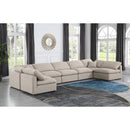 Meridian Indulge Beige Linen Textured Fabric Modular Sectional IMAGE 2