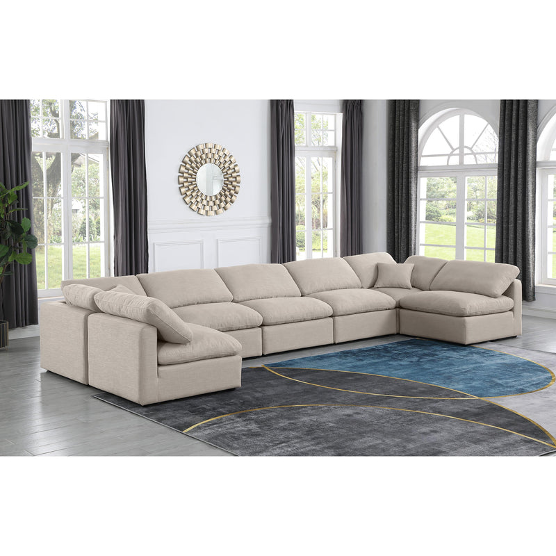 Meridian Indulge Beige Linen Textured Fabric Modular Sectional IMAGE 2