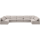 Meridian Indulge Beige Linen Textured Fabric Modular Sectional IMAGE 4