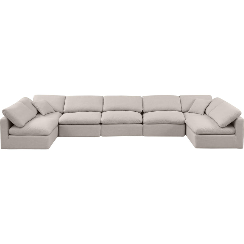 Meridian Indulge Beige Linen Textured Fabric Modular Sectional IMAGE 4