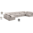 Meridian Indulge Beige Linen Textured Fabric Modular Sectional IMAGE 9