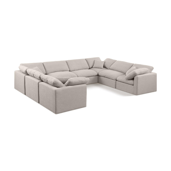 Meridian Indulge Beige Linen Textured Fabric Modular Sectional IMAGE 1