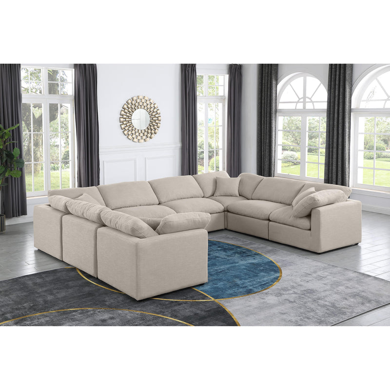 Meridian Indulge Beige Linen Textured Fabric Modular Sectional IMAGE 2