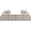 Meridian Indulge Beige Linen Textured Fabric Modular Sectional IMAGE 3