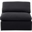 Meridian Indulge Black Linen Textured Fabric Armless Chair IMAGE 4