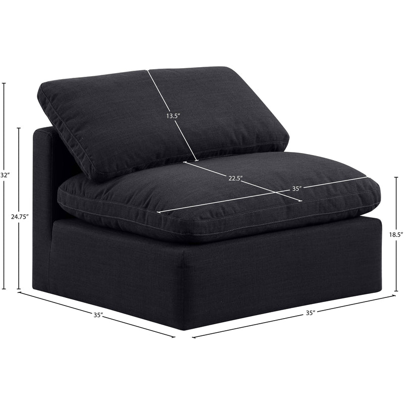 Meridian Indulge Black Linen Textured Fabric Armless Chair IMAGE 9