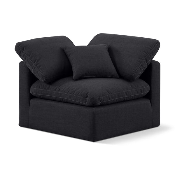 Meridian Indulge Black Linen Textured Fabric Corner Chair IMAGE 1