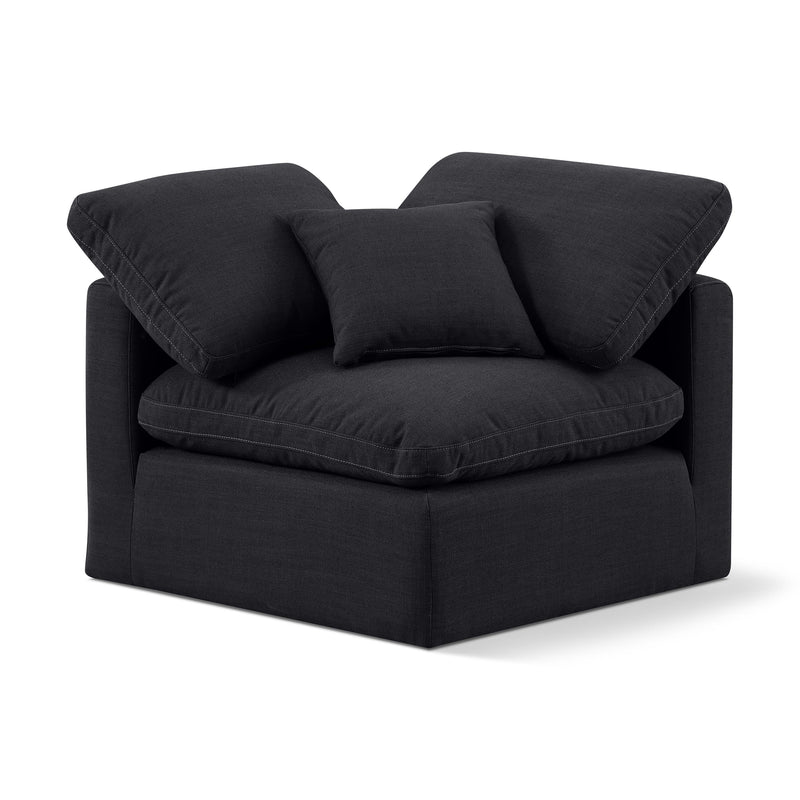 Meridian Indulge Black Linen Textured Fabric Corner Chair IMAGE 1