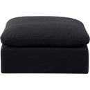Meridian Indulge Black Linen Textured Fabric Ottoman IMAGE 3