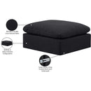 Meridian Indulge Black Linen Textured Fabric Ottoman IMAGE 5