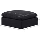 Meridian Indulge Black Linen Textured Fabric Ottoman IMAGE 6