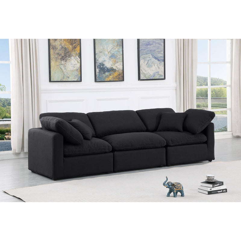 Meridian Indulge Black Linen Textured Fabric Modular Sofa IMAGE 2