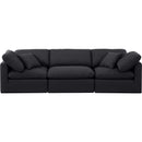Meridian Indulge Black Linen Textured Fabric Modular Sofa IMAGE 4