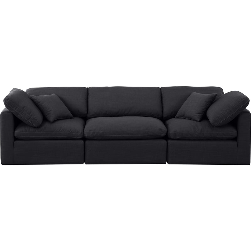 Meridian Indulge Black Linen Textured Fabric Modular Sofa IMAGE 4