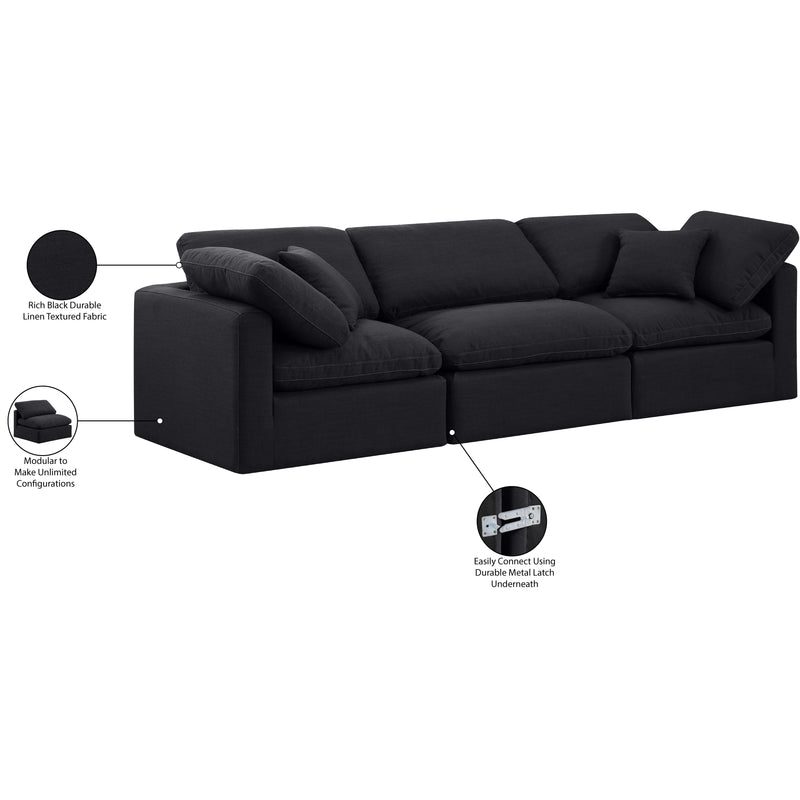 Meridian Indulge Black Linen Textured Fabric Modular Sofa IMAGE 8