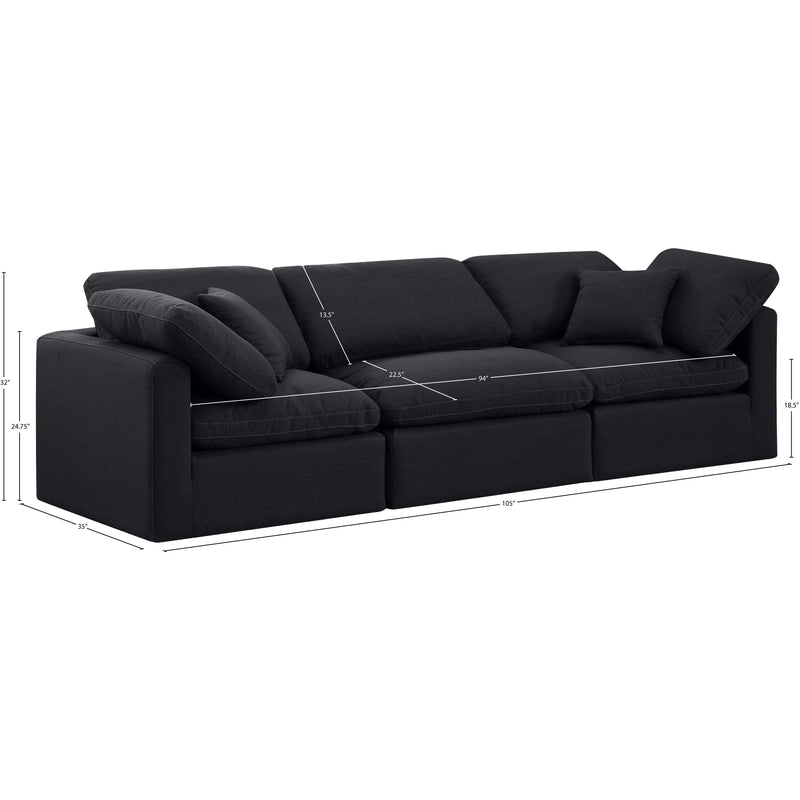Meridian Indulge Black Linen Textured Fabric Modular Sofa IMAGE 9