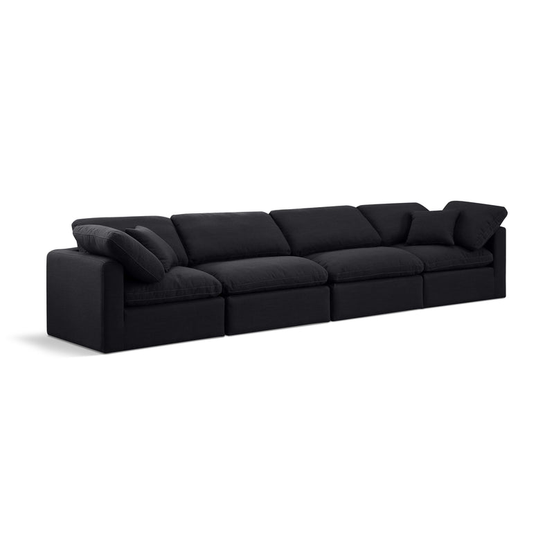Meridian Indulge Black Linen Textured Fabric Modular Sofa IMAGE 1