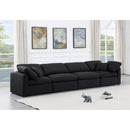 Meridian Indulge Black Linen Textured Fabric Modular Sofa IMAGE 2