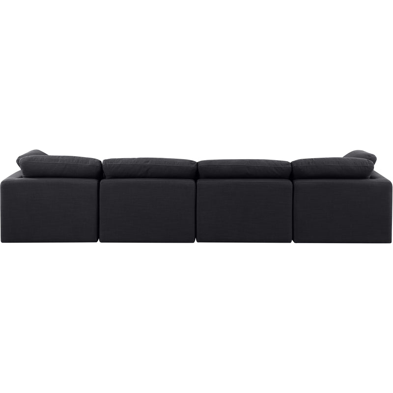 Meridian Indulge Black Linen Textured Fabric Modular Sofa IMAGE 3
