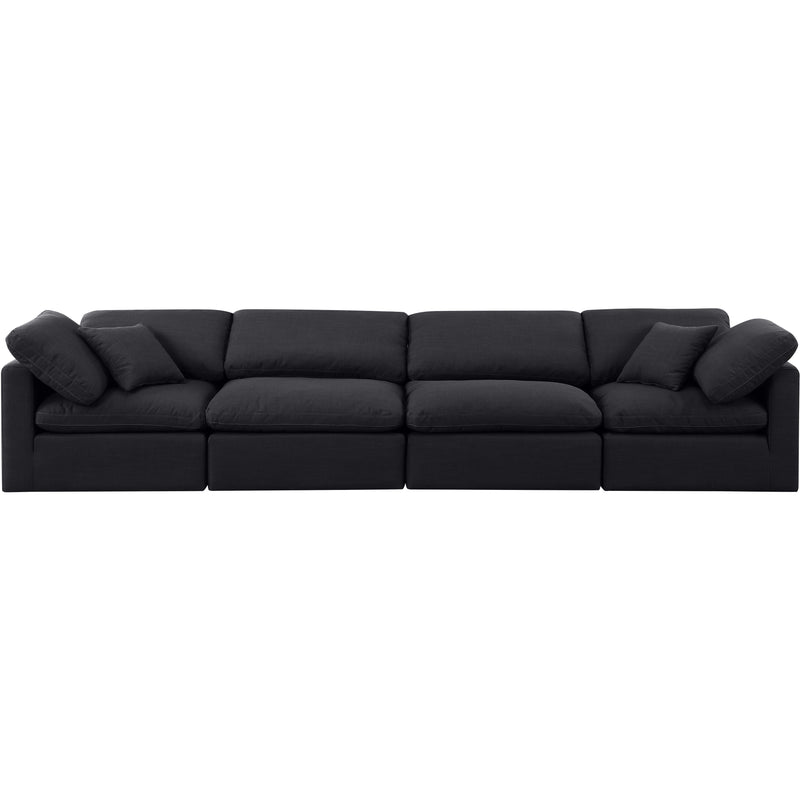 Meridian Indulge Black Linen Textured Fabric Modular Sofa IMAGE 4