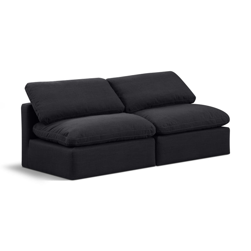 Meridian Indulge Black Linen Textured Fabric Modular Sofa IMAGE 1