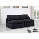 Meridian Indulge Black Linen Textured Fabric Modular Sofa IMAGE 2