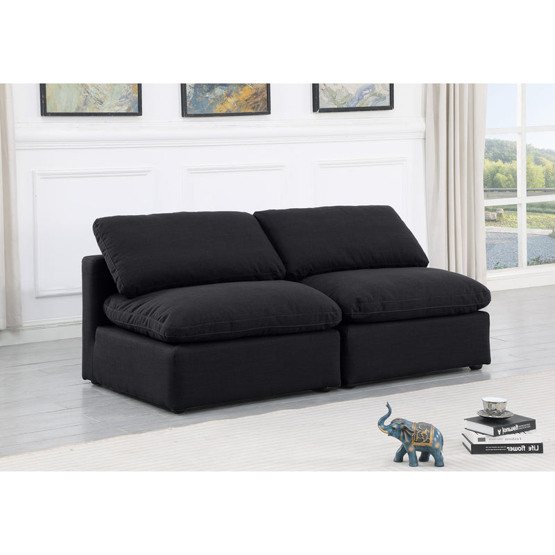 Meridian Indulge Black Linen Textured Fabric Modular Sofa IMAGE 2