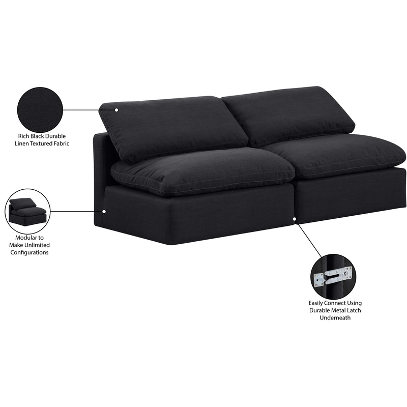 Meridian Indulge Black Linen Textured Fabric Modular Sofa IMAGE 7