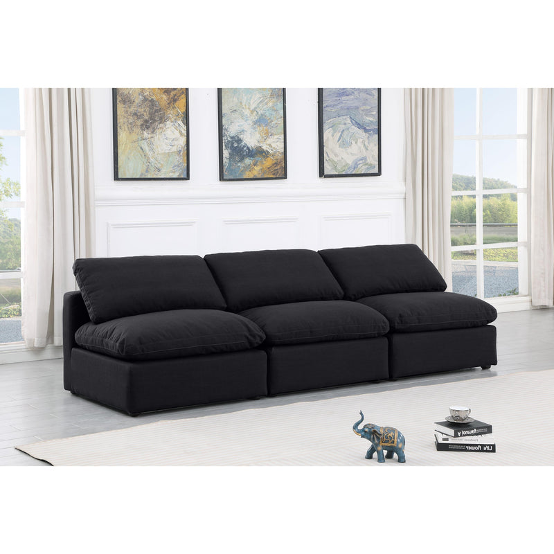 Meridian Indulge Black Linen Textured Fabric Modular Sofa IMAGE 2