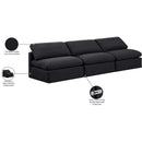 Meridian Indulge Black Linen Textured Fabric Modular Sofa IMAGE 7