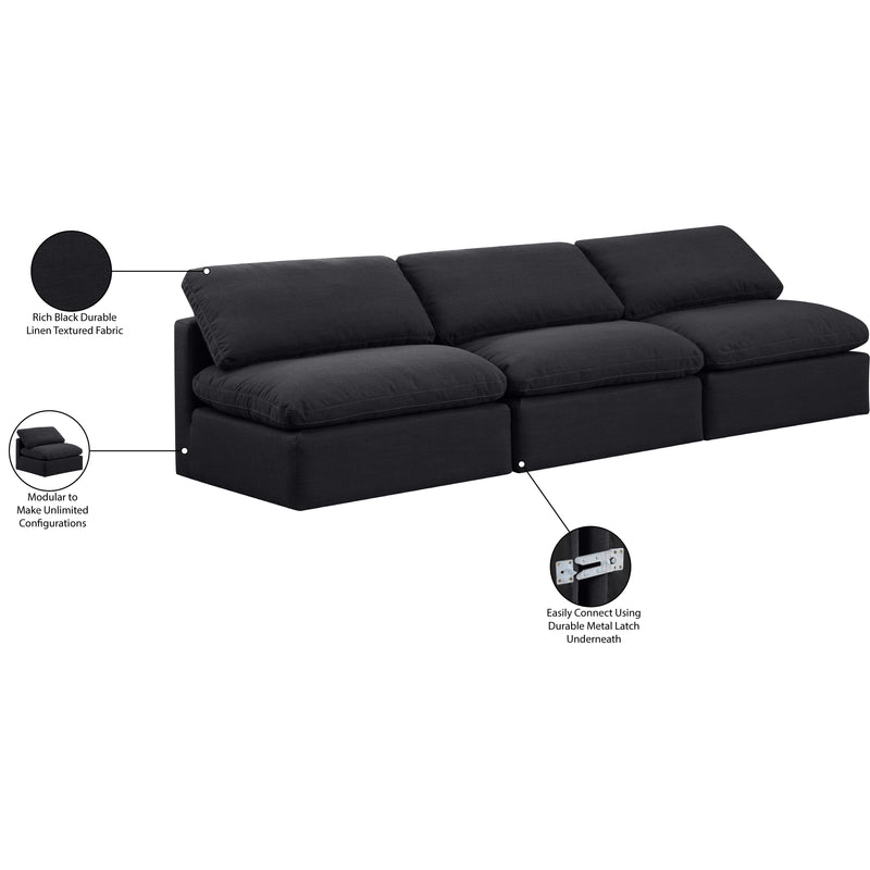 Meridian Indulge Black Linen Textured Fabric Modular Sofa IMAGE 7
