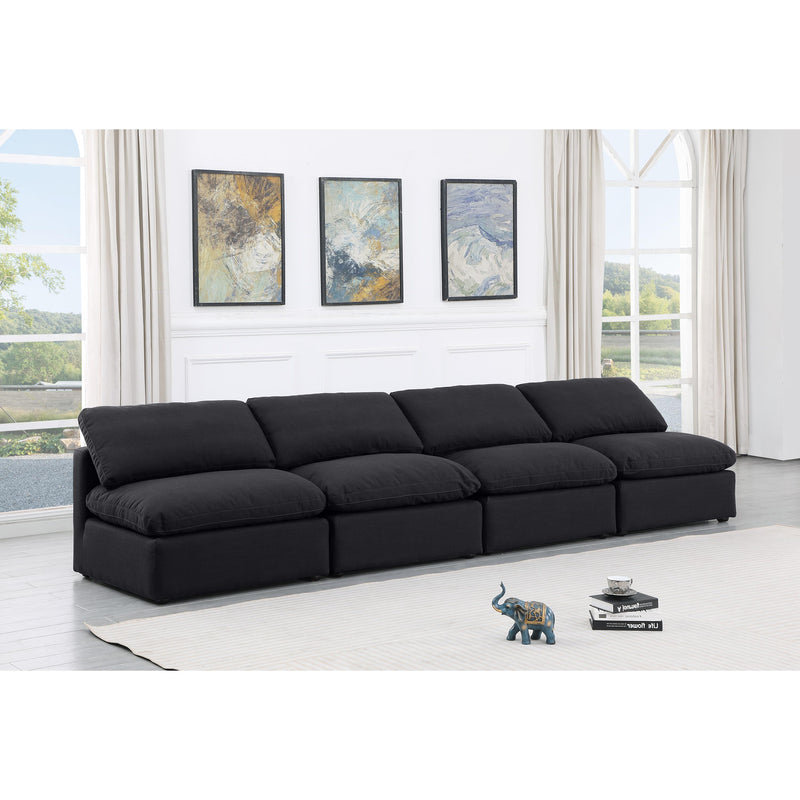 Meridian Indulge Black Linen Textured Fabric Modular Sofa IMAGE 2