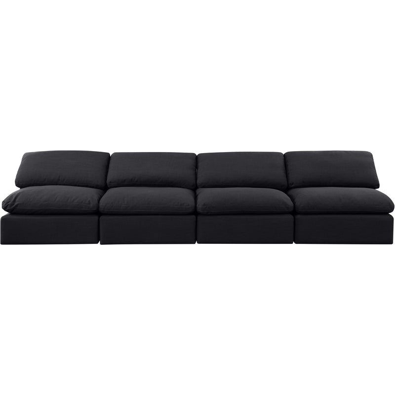 Meridian Indulge Black Linen Textured Fabric Modular Sofa IMAGE 4