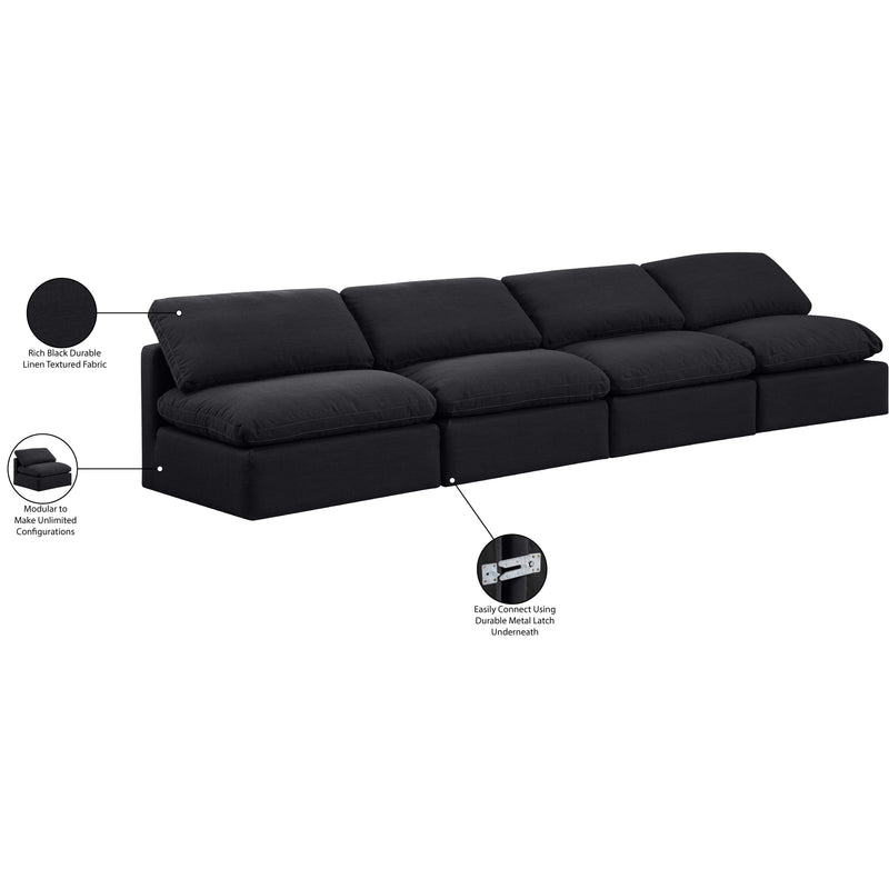 Meridian Indulge Black Linen Textured Fabric Modular Sofa IMAGE 7