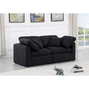 Meridian Indulge Black Linen Textured Fabric Modular Sofa IMAGE 2