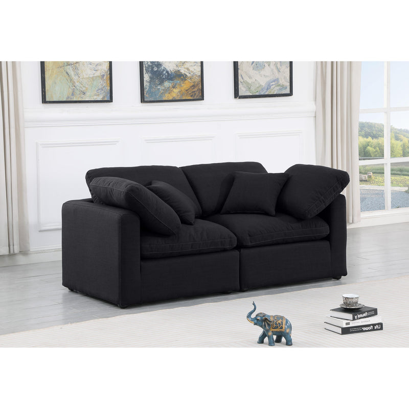 Meridian Indulge Black Linen Textured Fabric Modular Sofa IMAGE 2