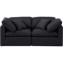 Meridian Indulge Black Linen Textured Fabric Modular Sofa IMAGE 4