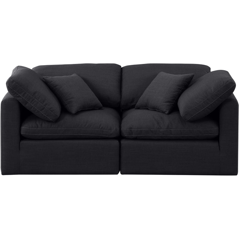 Meridian Indulge Black Linen Textured Fabric Modular Sofa IMAGE 4
