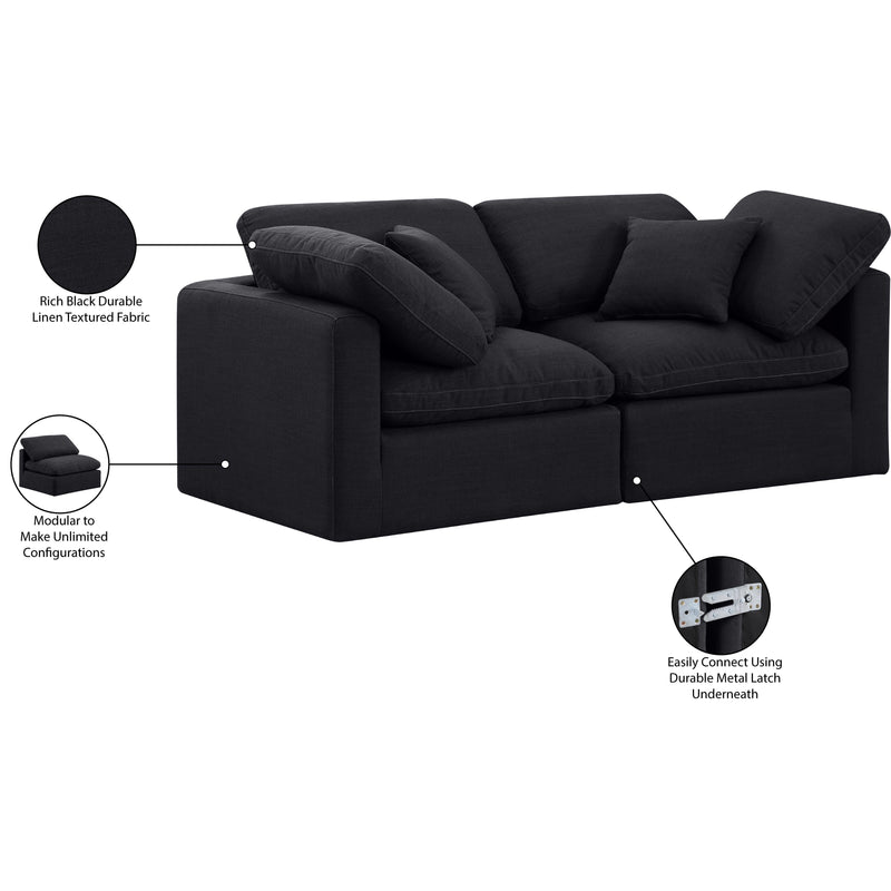 Meridian Indulge Black Linen Textured Fabric Modular Sofa IMAGE 8