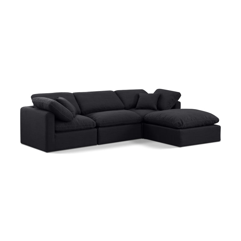 Meridian Indulge Black Linen Textured Fabric Modular Sectional IMAGE 1