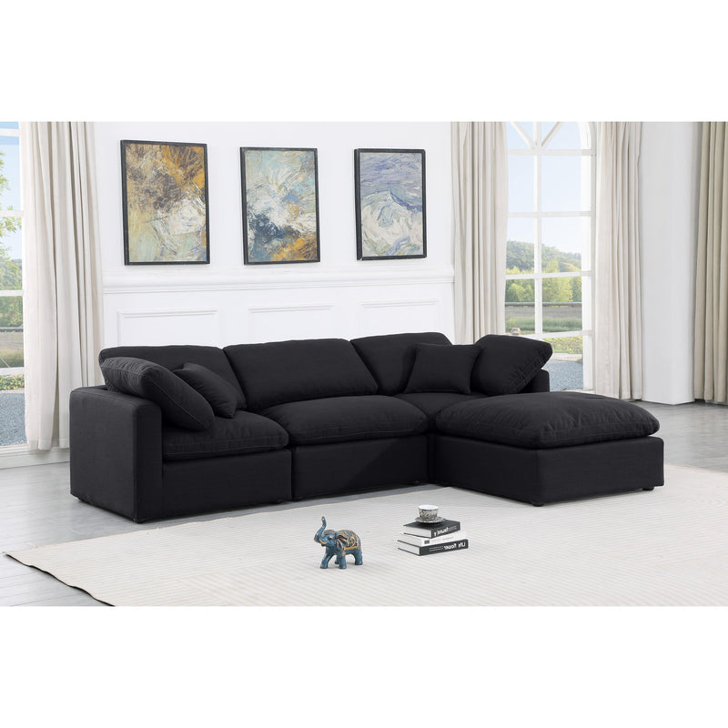 Meridian Indulge Black Linen Textured Fabric Modular Sectional IMAGE 2