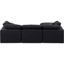 Meridian Indulge Black Linen Textured Fabric Modular Sectional IMAGE 3