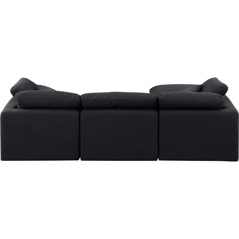 Meridian Indulge Black Linen Textured Fabric Modular Sectional IMAGE 3