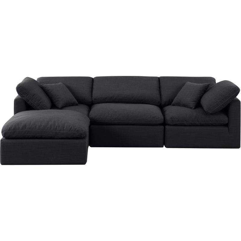 Meridian Indulge Black Linen Textured Fabric Modular Sectional IMAGE 4