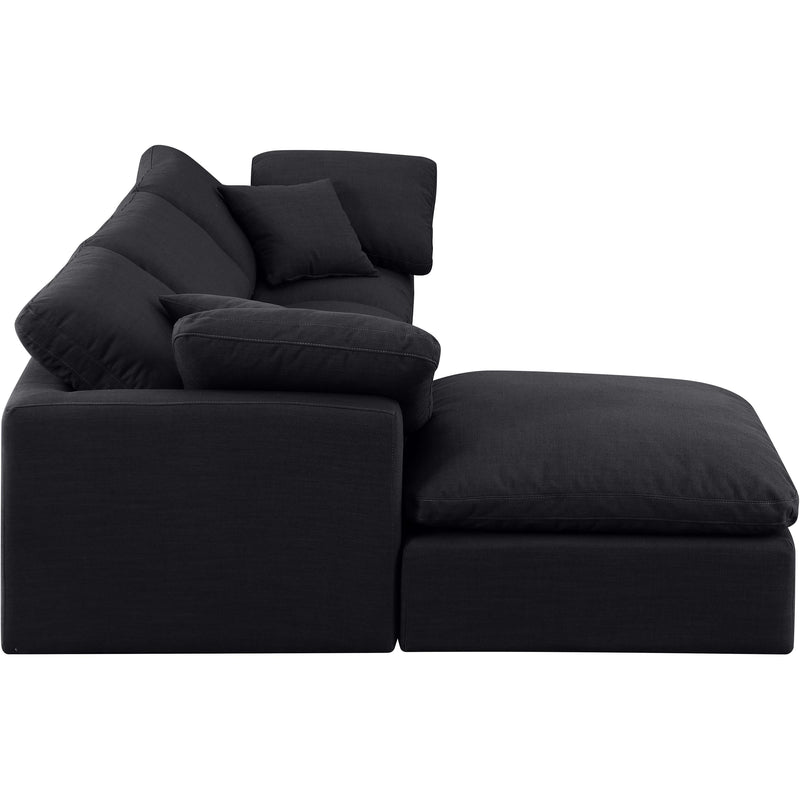 Meridian Indulge Black Linen Textured Fabric Modular Sectional IMAGE 5