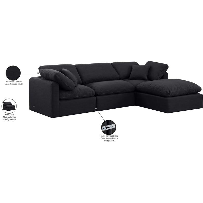 Meridian Indulge Black Linen Textured Fabric Modular Sectional IMAGE 8