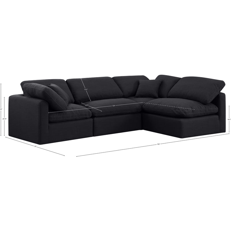 Meridian Indulge Black Linen Textured Fabric Modular Sectional IMAGE 10