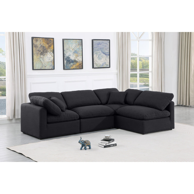 Meridian Indulge Black Linen Textured Fabric Modular Sectional IMAGE 2